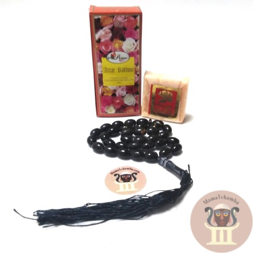 Pack Perfume en Roll on Attar Bakhoor , Pasta de Almizcle y Tasbih.